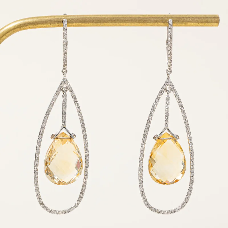 Citrine & Diamond Drop Earrings | 1.16ctw |