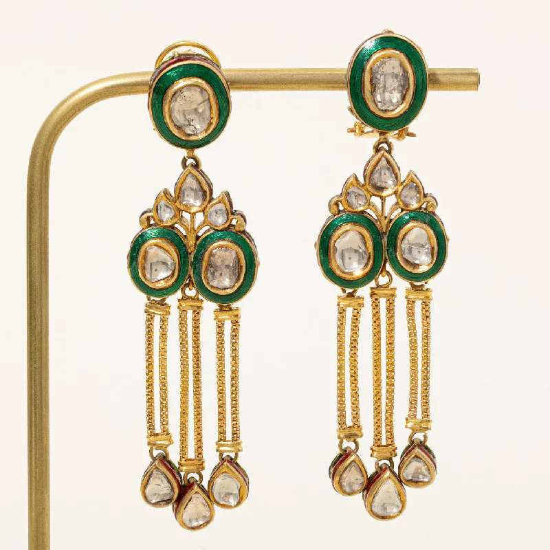 Diamond & Enamel Drop Earrings | 3.00ctw |