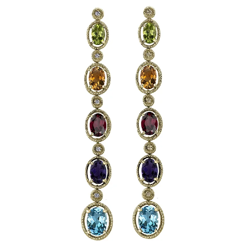 Rainbow Gemstone Drop Earrings