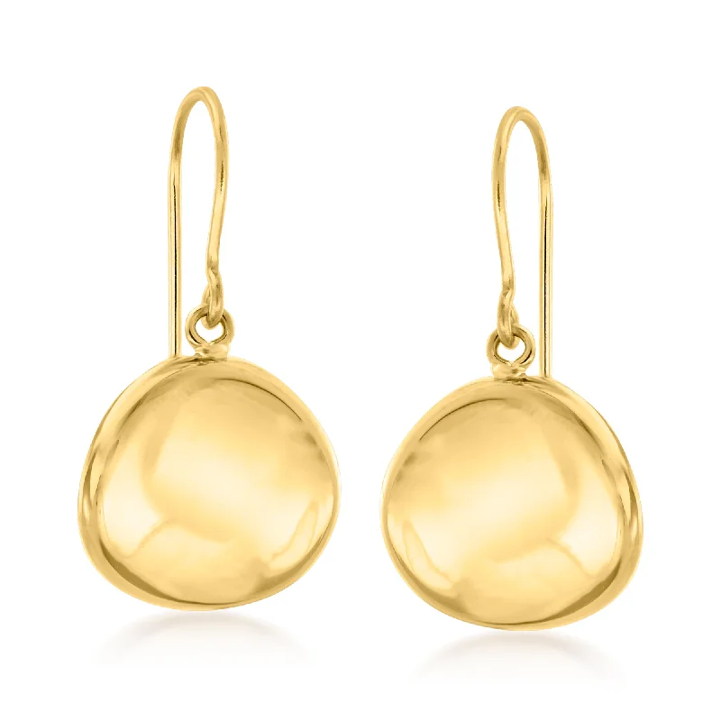 Ross-Simons 14kt Yellow Gold Disc Drop Earrings