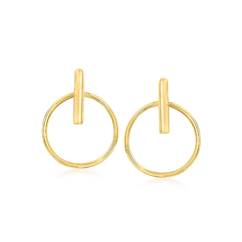 Ross-Simons 14kt Yellow Gold Open-Circle Drop Earrings