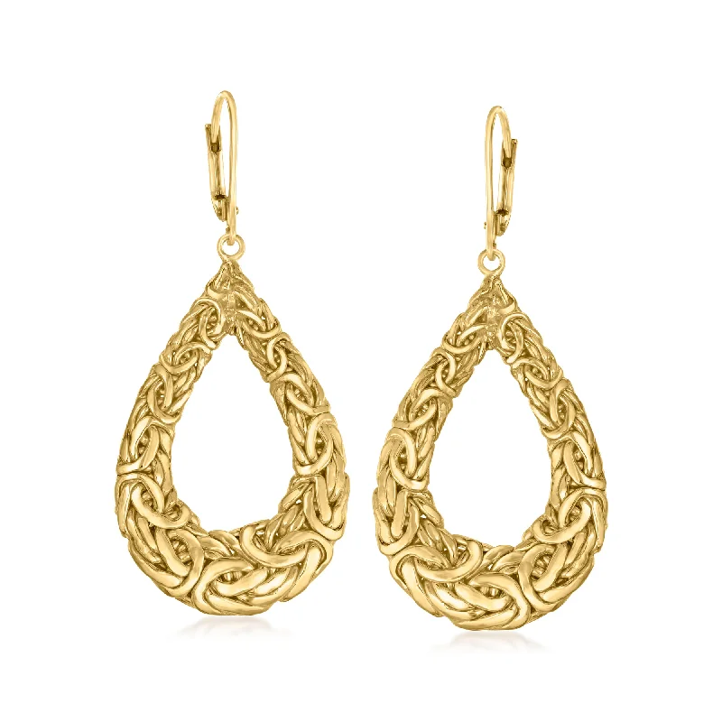 Ross-Simons 18kt Gold Over Sterling Byzantine Open-Space Teardrop Earrings