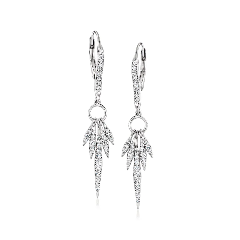 Ross-Simons Diamond Drop Earrings in Sterling Silver