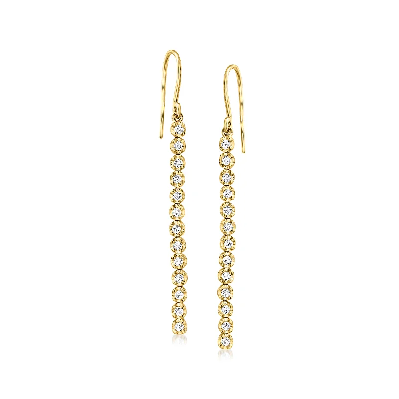 Ross-Simons Diamond Linear Drop Earrings in 14kt Yellow Gold