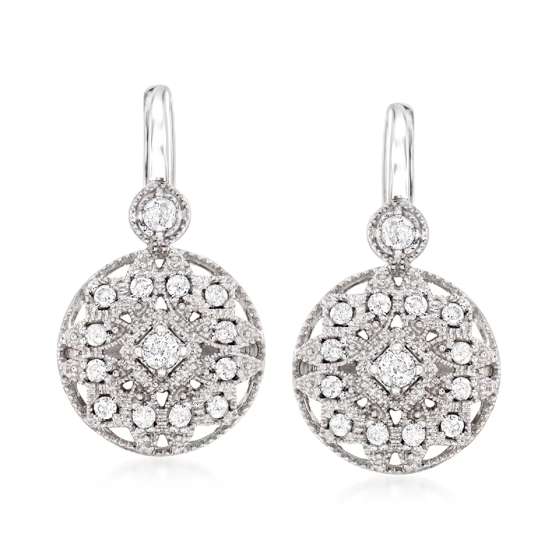 Ross-Simons Diamond Multi-Shape Drop Earrings in Sterling Silver