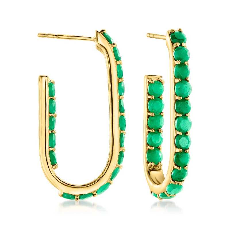 Ross-Simons Emerald Paper Clip Link Drop Earrings in 18kt Gold Over Sterling