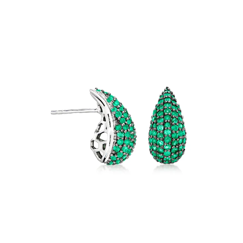 Ross-Simons Emerald Teardrop Earrings in Sterling Silver