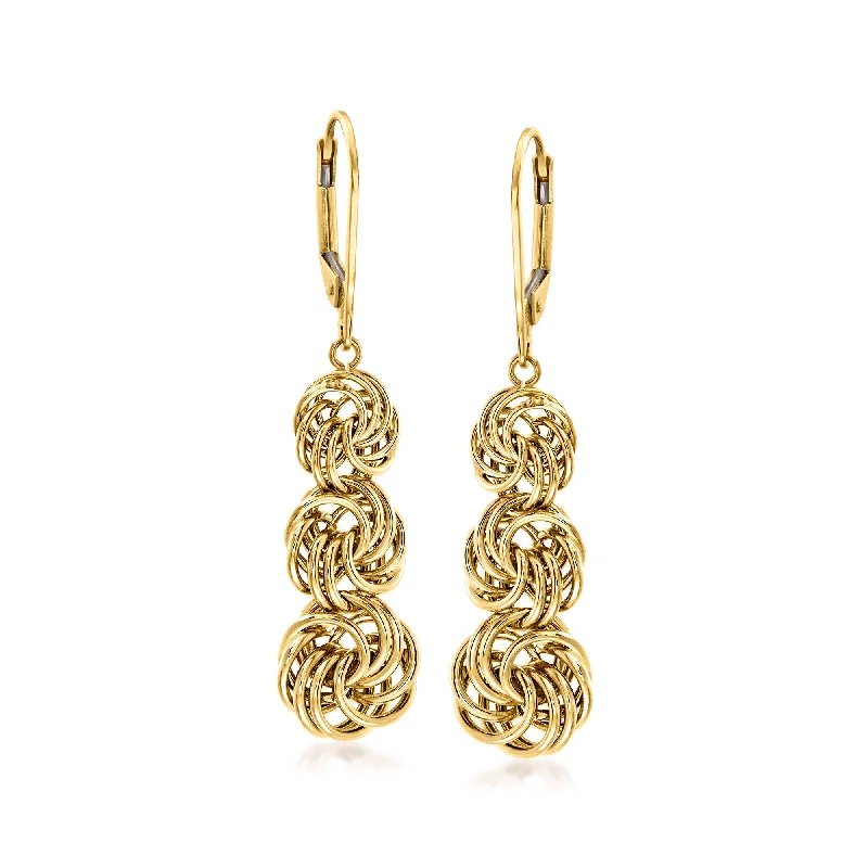 Ross-Simons Graduated Rosette-Knot Drop Earrings in 14kt Yellow Gold