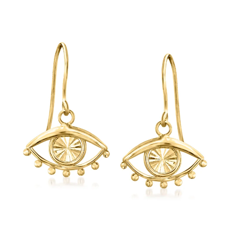 Ross-Simons Italian 14kt Yellow Gold Evil Eye Drop Earrings