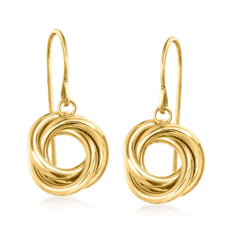 Ross-Simons Italian 14kt Yellow Gold Twisted Knot Drop Earrings