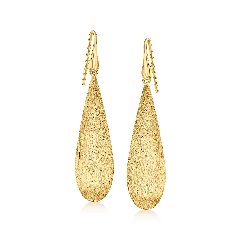 Ross-Simons Italian 18kt Gold Over Sterling Brushed and Polished Teardrop Earrings