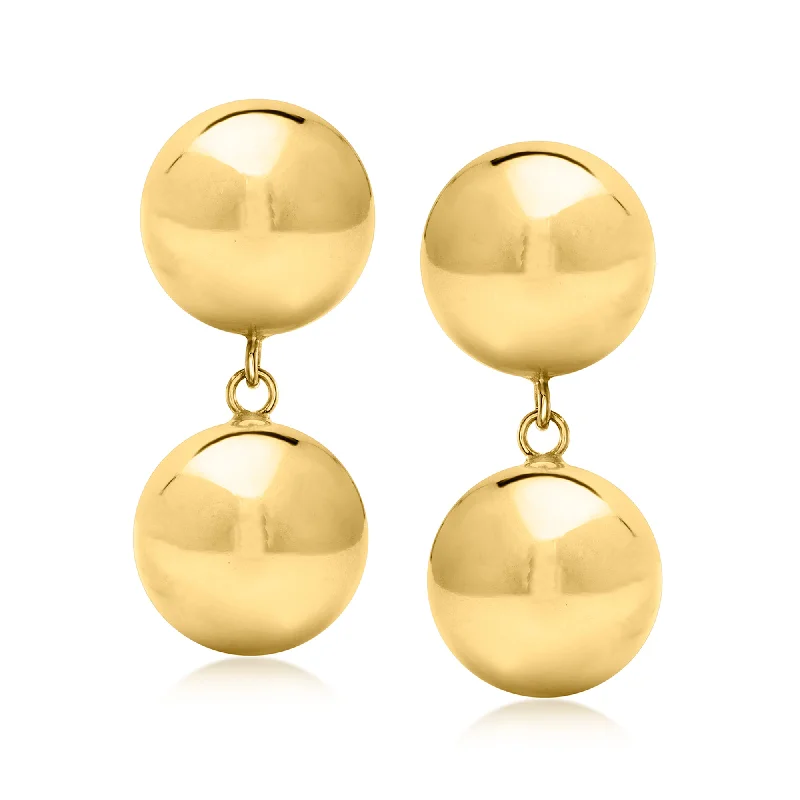 Ross-Simons Italian 18kt Gold Over Sterling Double-Bead Drop Earrings