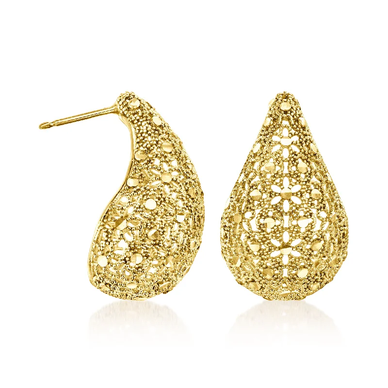 Ross-Simons Italian 18kt Gold Over Sterling Milgrain Teardrop Earrings