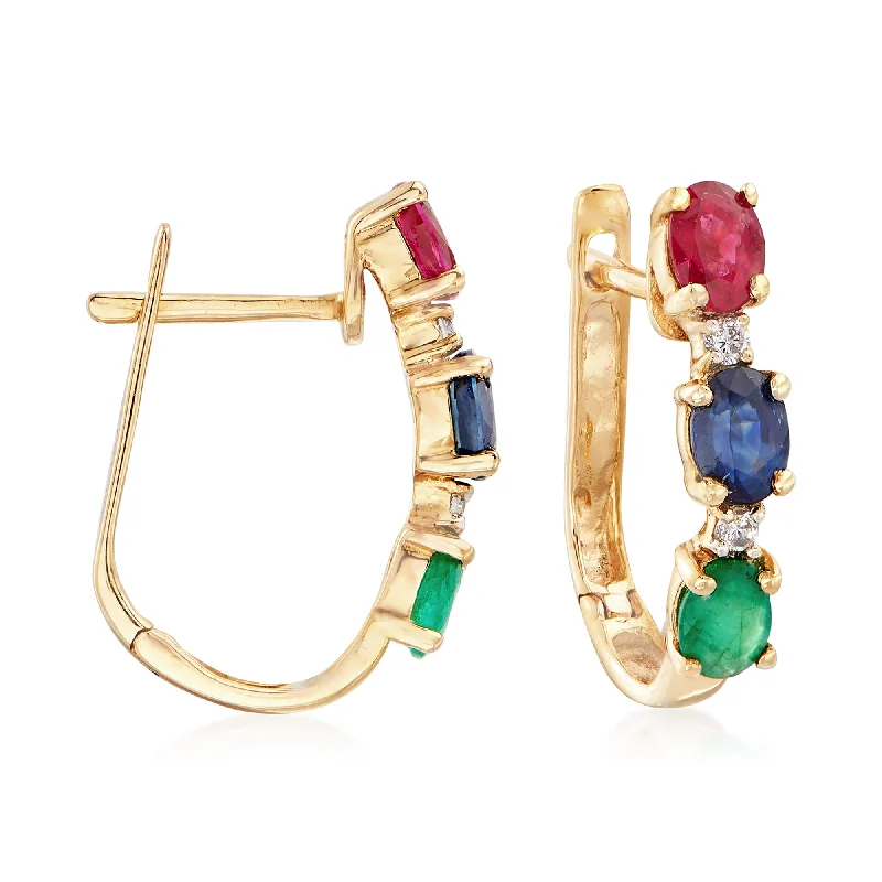 Ross-Simons Multi-Gem Drop Earrings in 14kt Yellow Gold