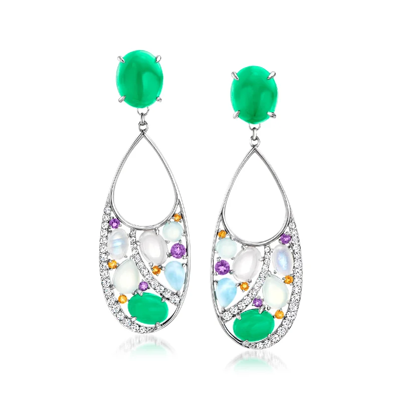 Ross-Simons Mutli-Gemstone Removable Drop Earrings in Sterling Silver