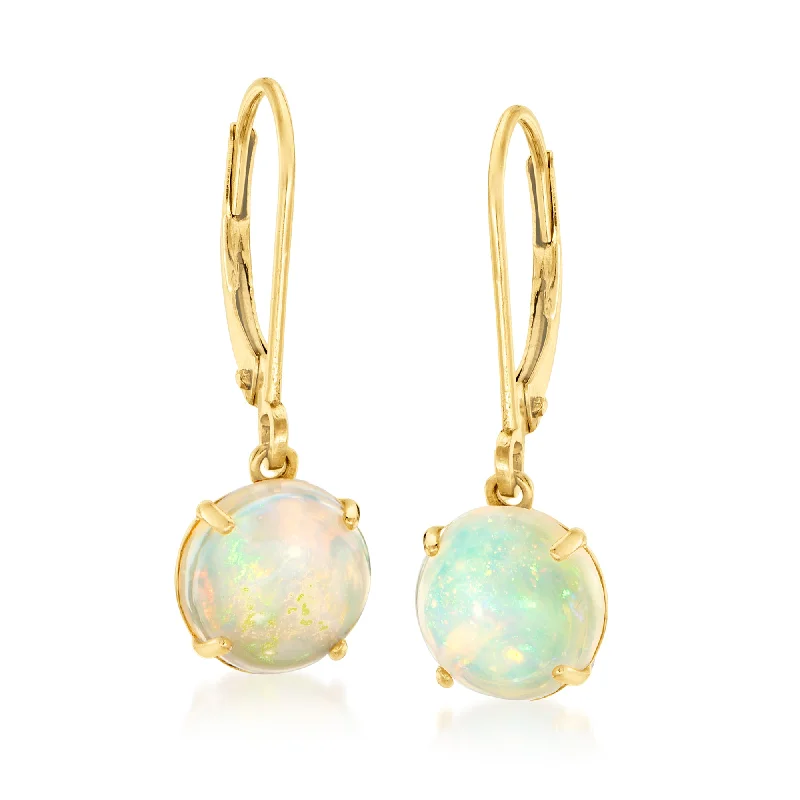 Ross-Simons Opal Drop Earrings in 14kt Yellow Gold