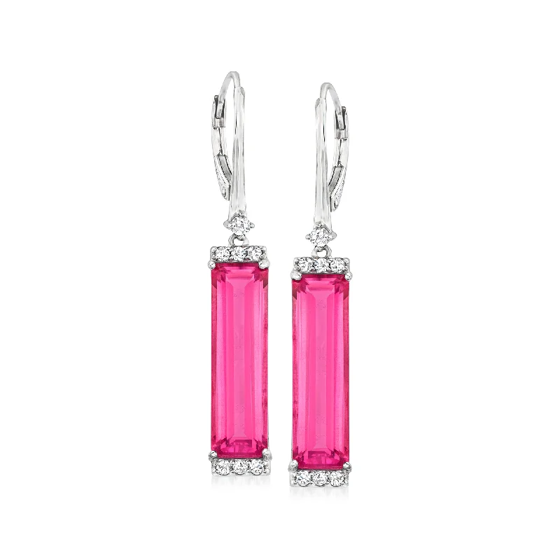 Ross-Simons Pink and White Topaz Drop Earrings in Sterling Silver