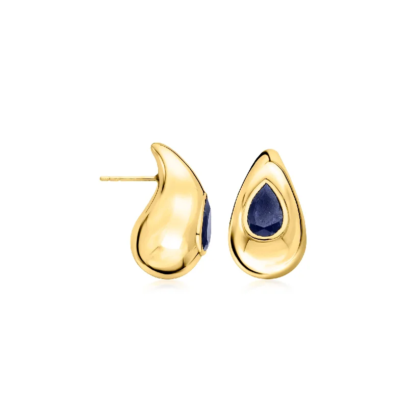 Ross-Simons Sapphire Teardrop Earrings in 18kt Gold Over Sterling