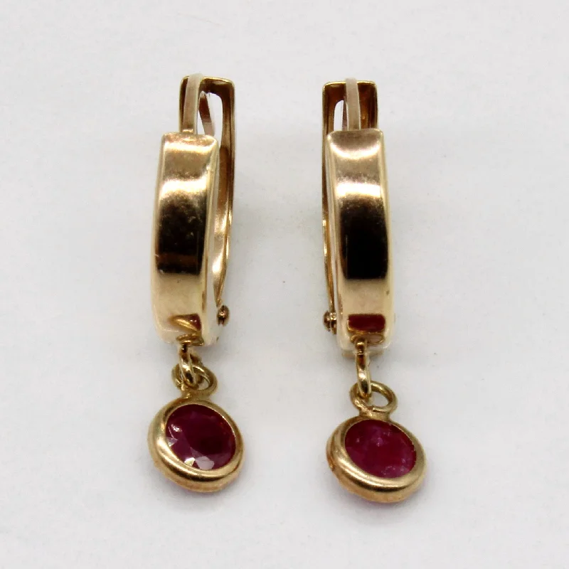 Ruby Huggie Drop Earrings | 0.40ctw |