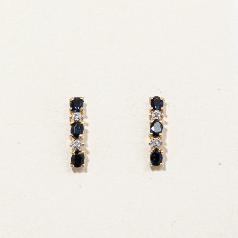 Sapphire & Diamond Drop Earrings | 1.00ctw, 0.02ctw |