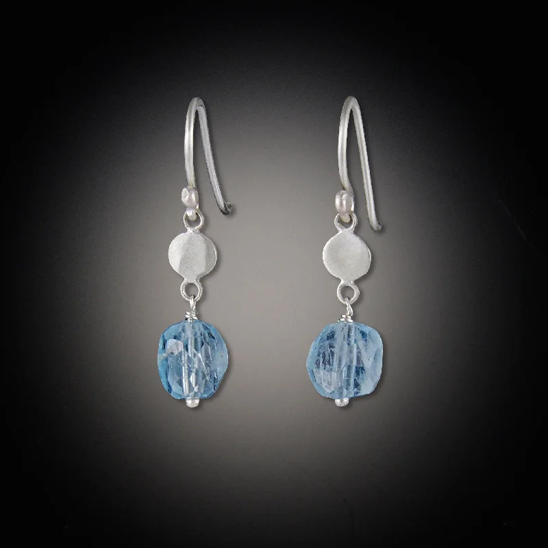 Small Single Disk with Aquamarine Drop Earrings