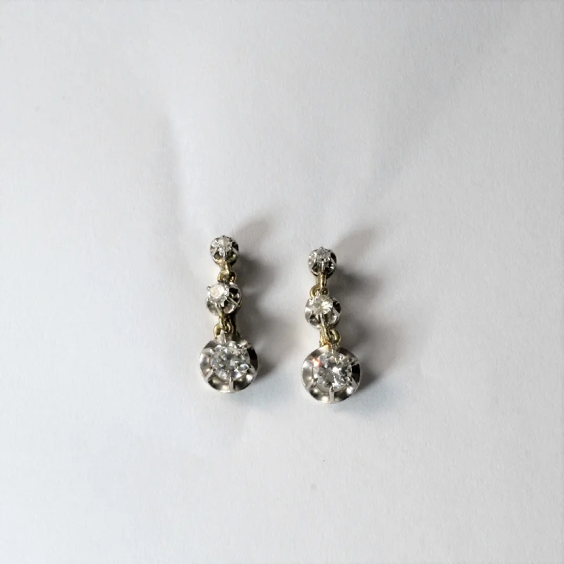 Retro Three Stone Diamond Drop Earrings | 0.80ctw |