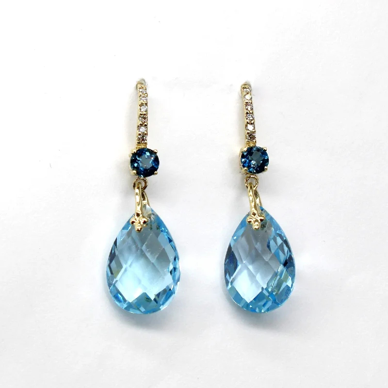 Topaz & Diamond Drop Earrings | 10.50ctw| 0.08ctw |