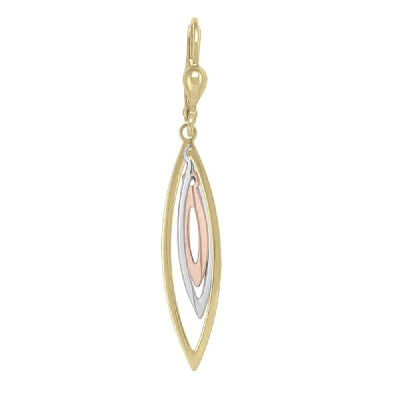 Tri-Colour Gold Drop Earrings