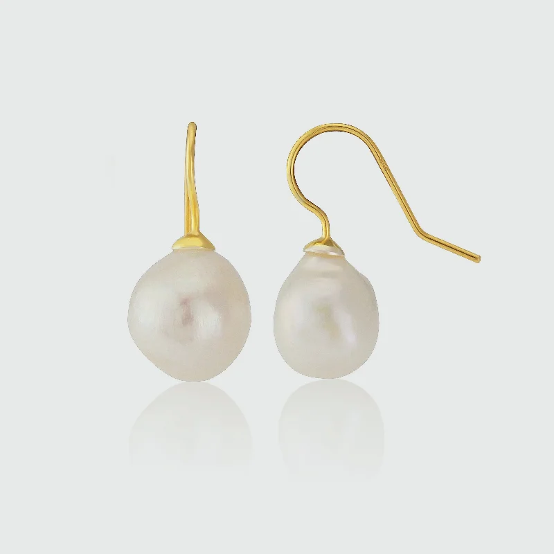 Triora Baroque White Pearl & Gold Vermeil Drop Earrings