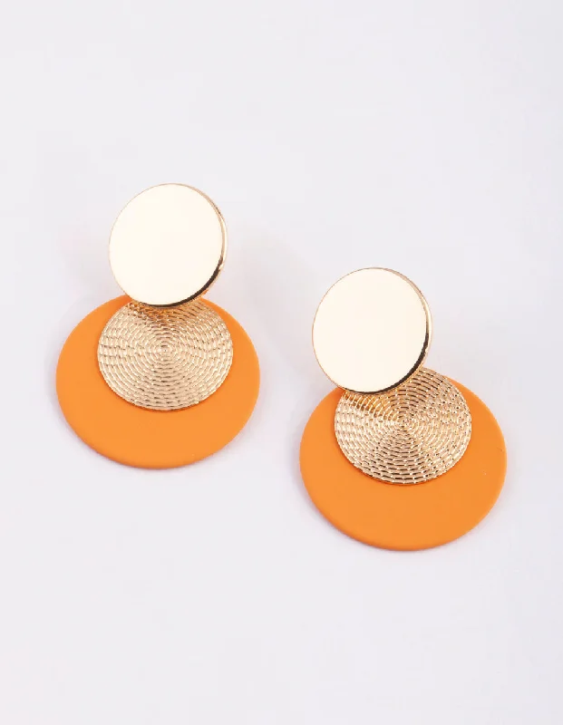 Yellow Circular Drop Earrings