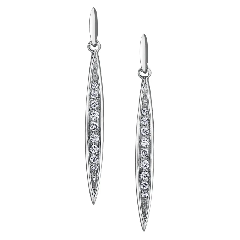 Marquise Shaped White Gold and Diamond Drop Earrings