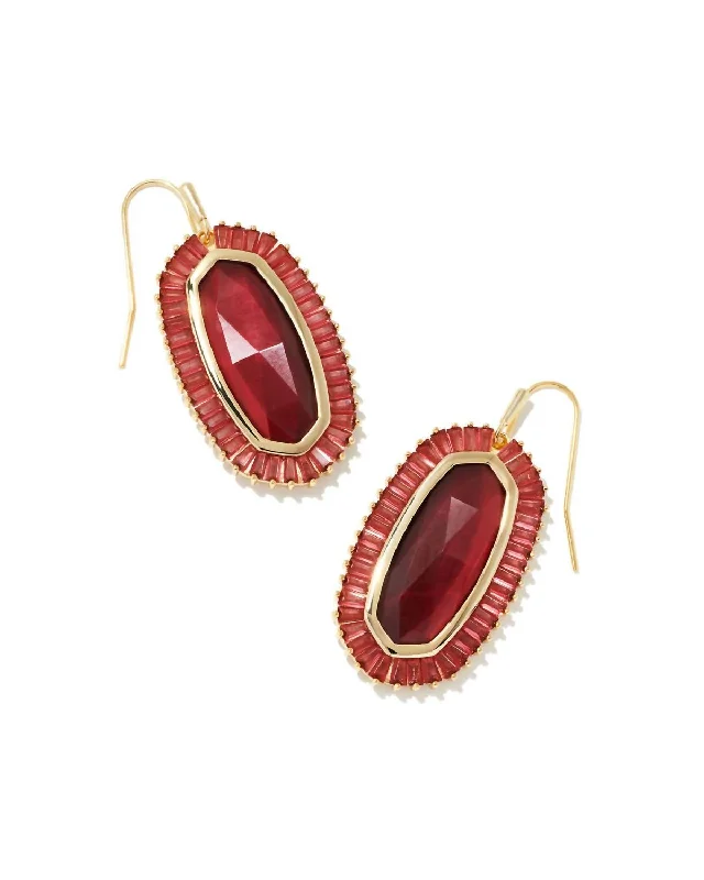 Women's Baguette Elle Drop Earrings In Gold Red Mix