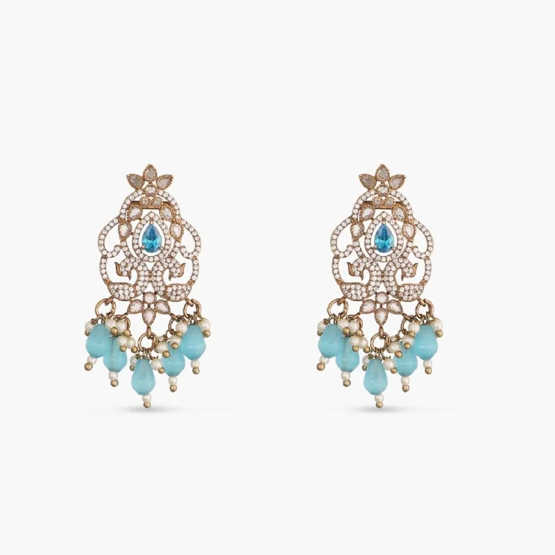 Zarina CZ Aqua Drop Earrings