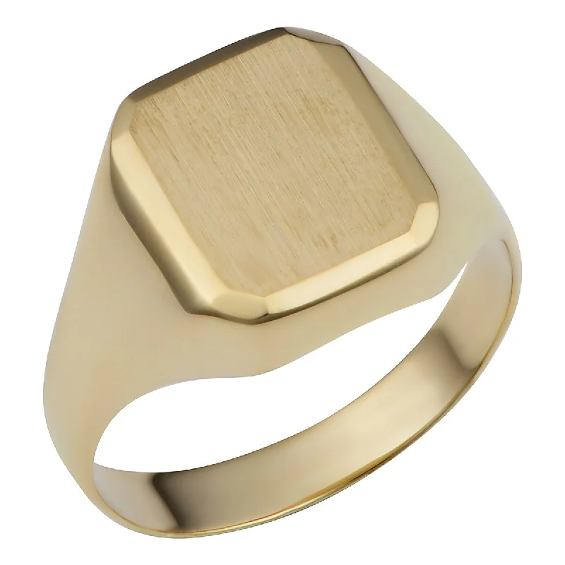 10k Yellow Gold Rectangular Signet Ring for Men and Women (size 7 - 10)