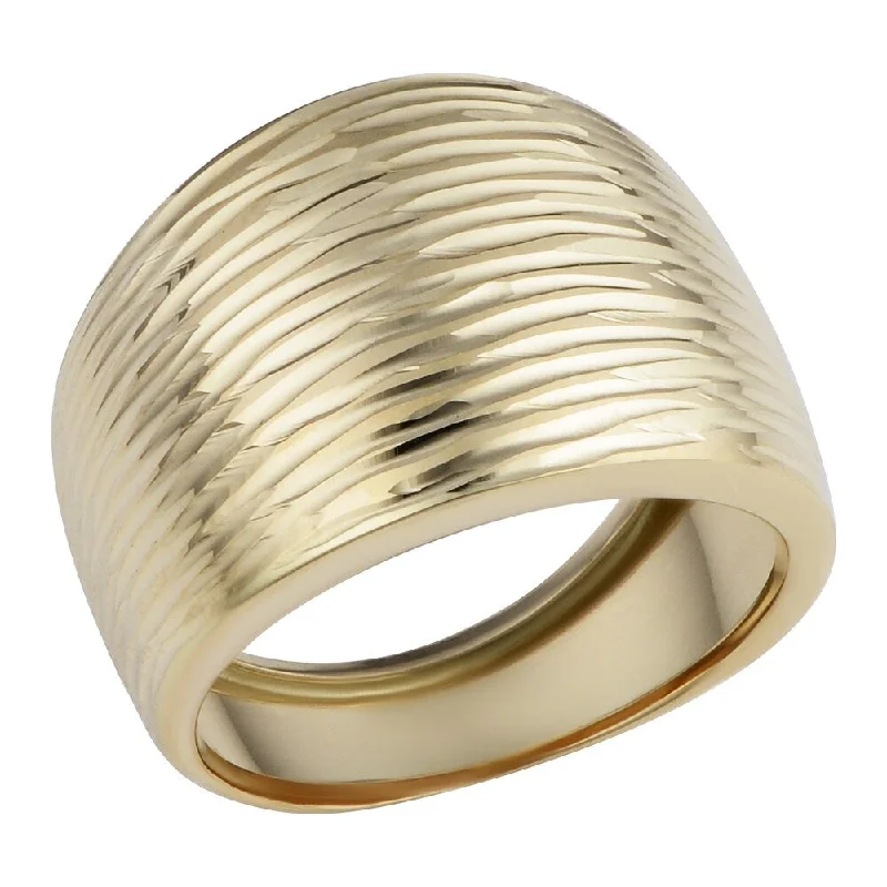 14k Yellow Gold Diamond Cut Cigar Band Ring