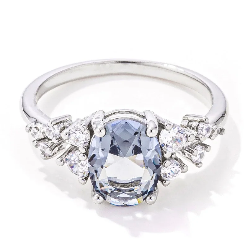 2.95ct. Rhodium Plated Captivating Grey CZ Engagement Ring