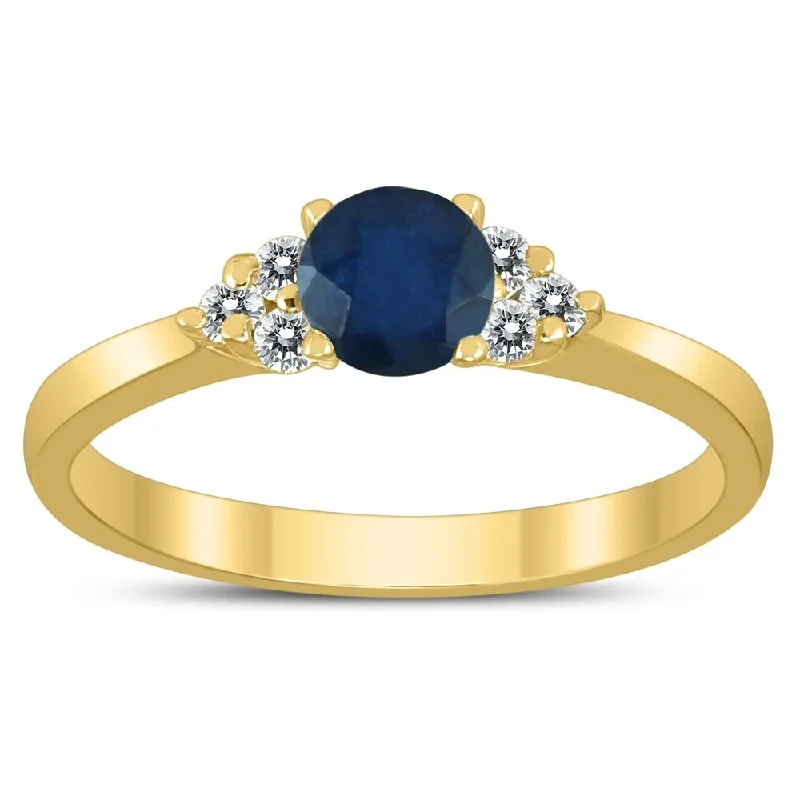 4MM Sapphire and Diamond Cynthia Ring in 10K Yellow Gold