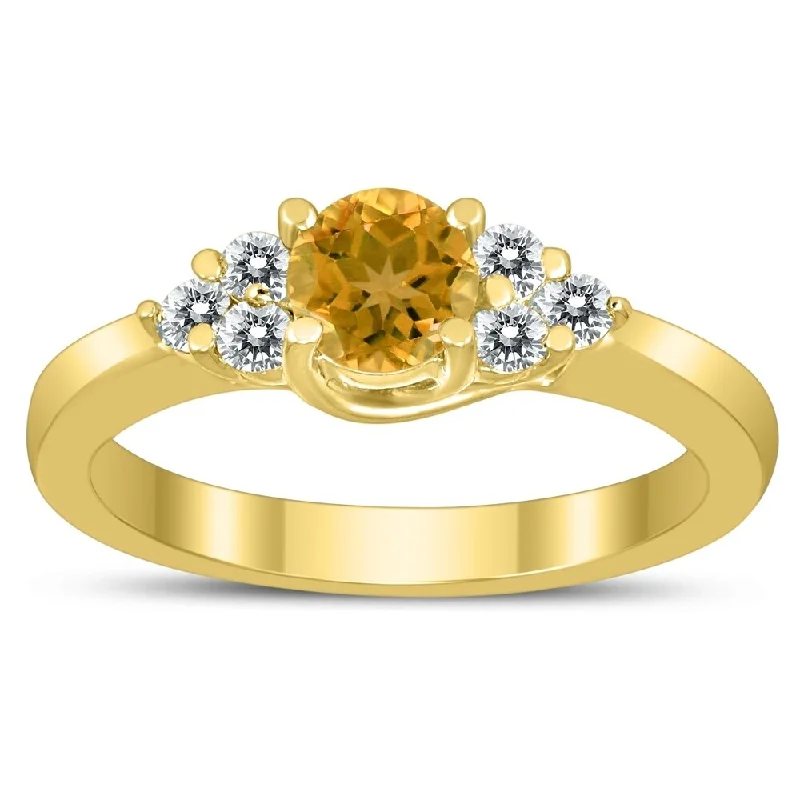 5MM Citrine and Diamond Cynthia Ring in 10K Yellow Gold