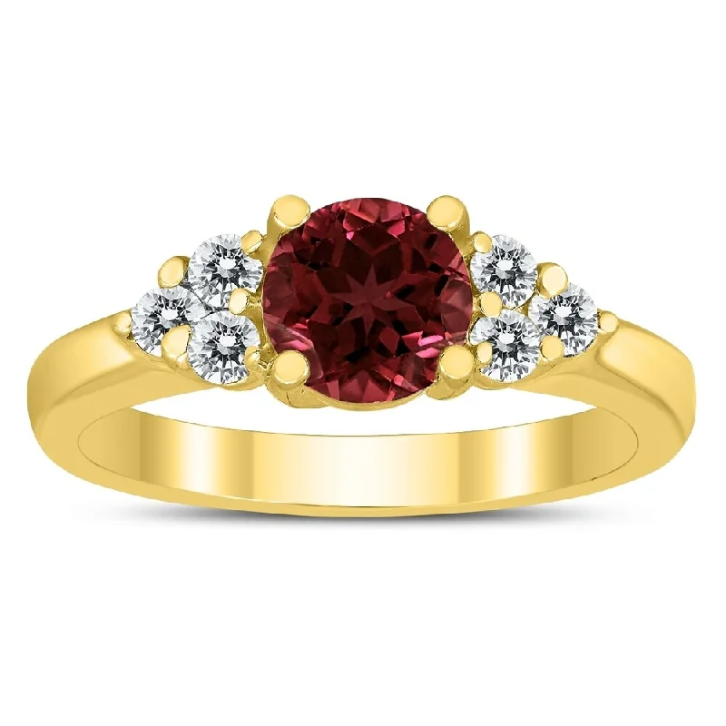 6MM Garnet and Diamond Cynthia Ring in 10K Yellow Gold