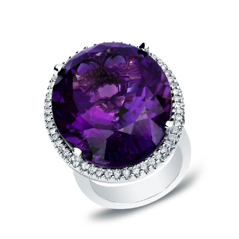 Auriya 14k White Gold Amethyst and 1ct TDW Diamond Cocktail Ring (G-H, SI1-SI2)