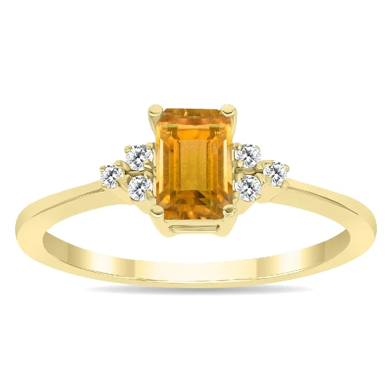 Citrine and Diamond Regal Ring in 10k Yellow Gold