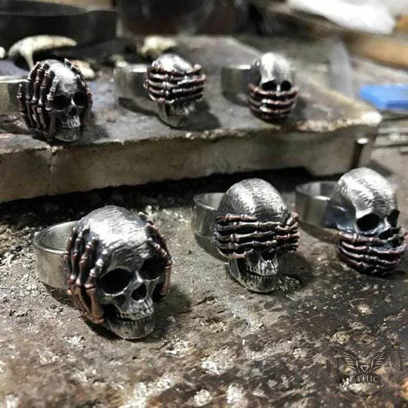 Dark 925 Silver Skull Ring