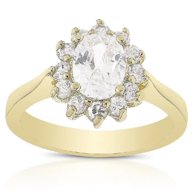 Dolce Giavonna 14k Gold Overlay Cubic Zirconia Engagement Ring