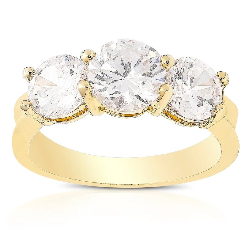 Dolce Giavonna Gold or Silver Overlay Cubic Zirconia Engagement Ring