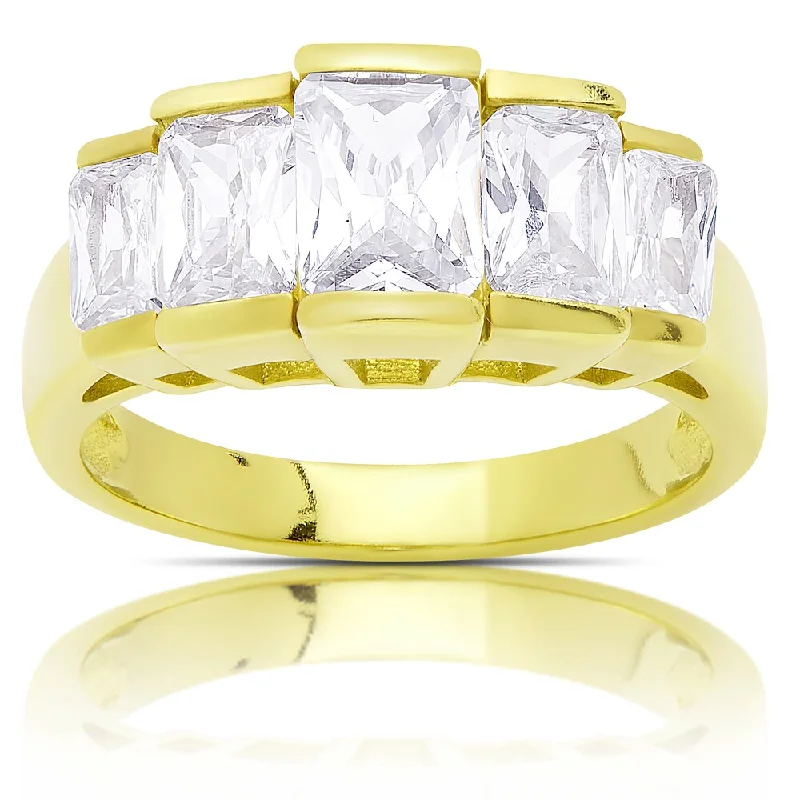 Dolce Giavonna Gold Over Sterling Silver Cubic Zirconia Ring