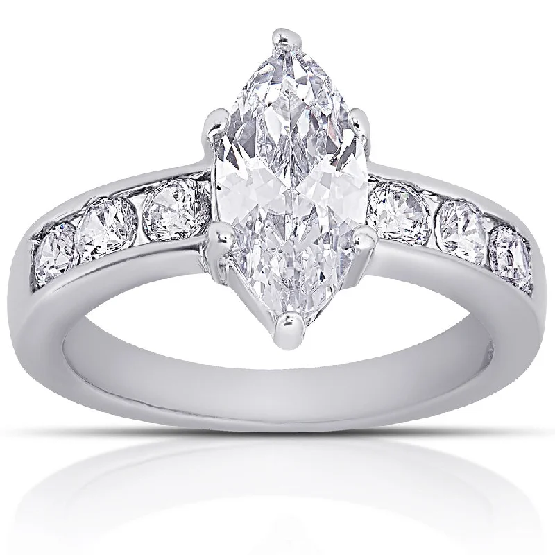 Dolce Giavonna Silver Overlay Cubic Zirconia Marquise-cut Engagement Ring