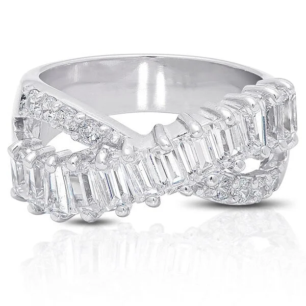 Dolce Giavonna Silver Overlay Cubic Zirconia Ring