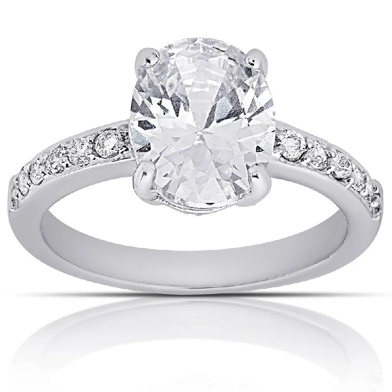 Dolce Giavonna Silver Overlay Oval Cubic Zirconia Solitaire Engagement Ring