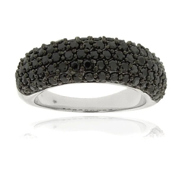 Dolce Giavonna Silverplated Black Cubic Zirconia Ring