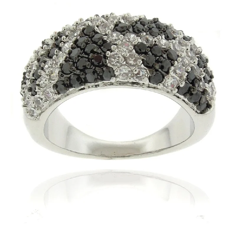 Dolce Giavonna Silverplated Cubic Zirconia Python Print Ring